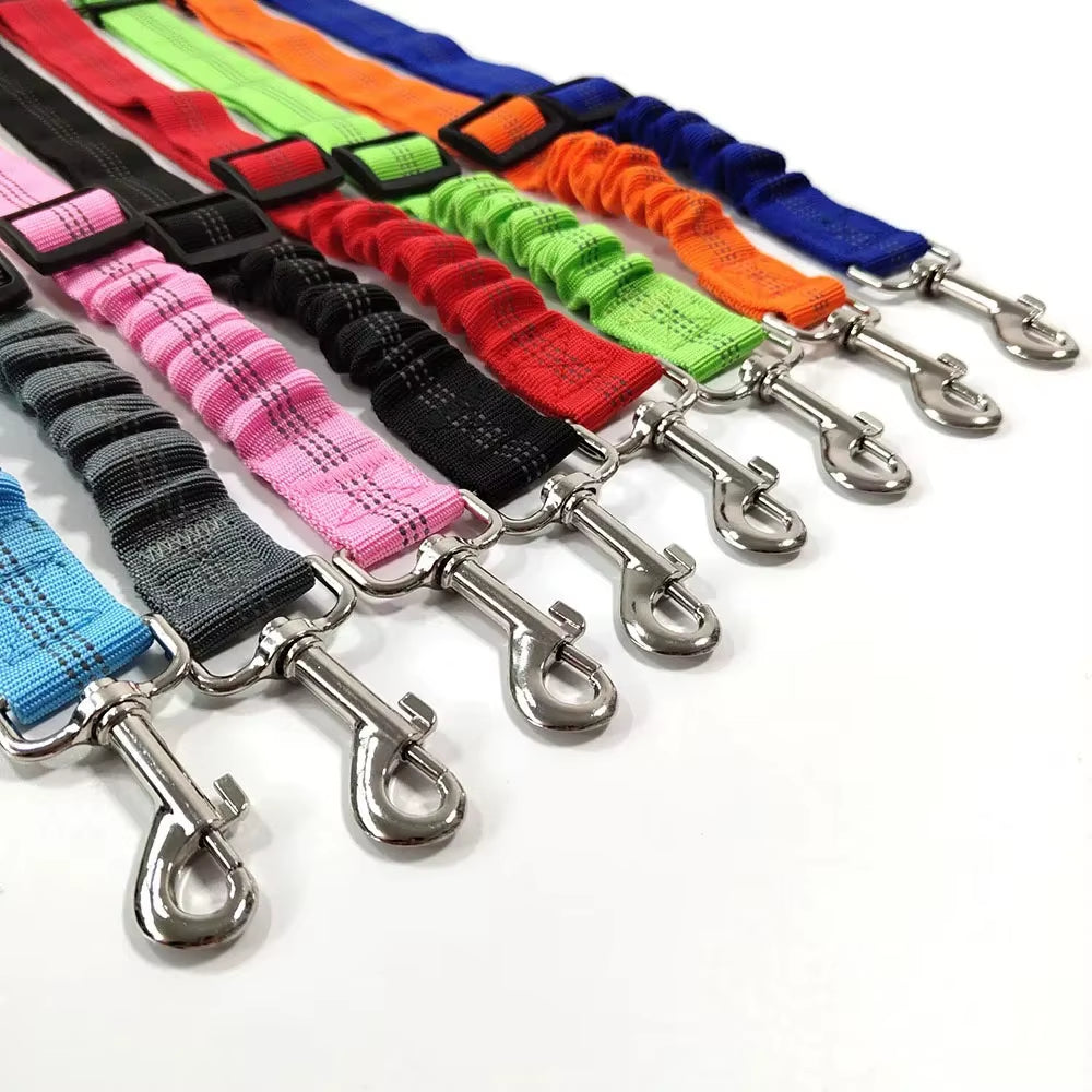 Reflective Dog Seat Belt - Adjustable and Durable Nylon Harness with Bungee Fabric Belt for Safe and Secure Car Travel